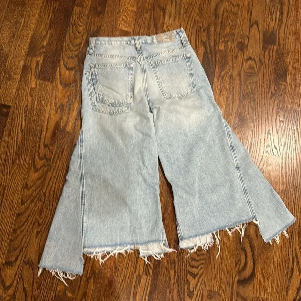 Free People We The Free Ripple Wide-Leg Pieced Crop Jeans